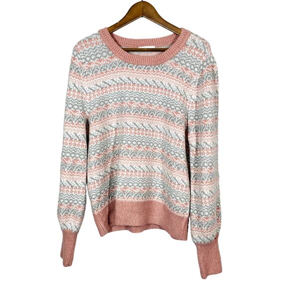 NEW! Design History Metallic Crewneck Sweater Long Sleeve Casual Pink Silver - L - Picture 1 of 4